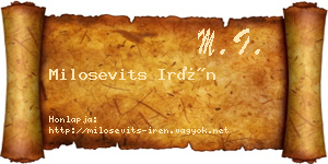 Milosevits Irén névjegykártya